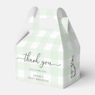 Green Gingham Bunny Birthday Thank You Favour Box