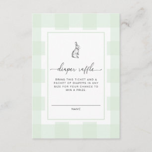 Green Gingham Bunny Diaper Raffle Ticket Enclosure Card