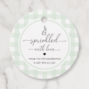 Green Gingham Bunny Rabbit Sprinkled With Love Favour Tags