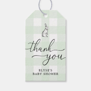Green Gingham Bunny Rabbit Thank You Favour Tag