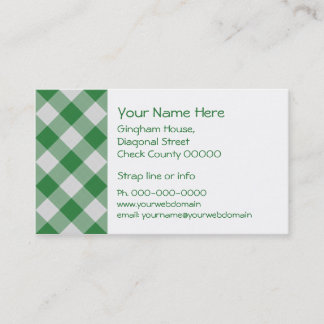 Green gingham business card