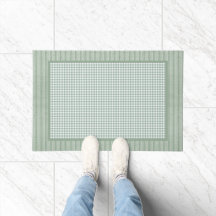 Green Gingham Check and Stripes Kitchen