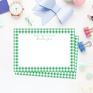 Green Gingham Check From the Desk of Thank You Card