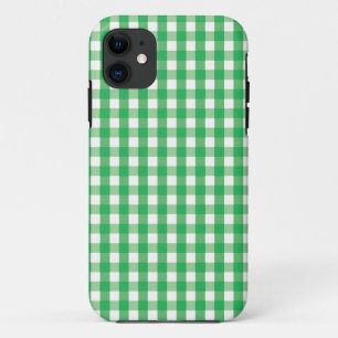Green Gingham Check Pattern iPhone 11 Case