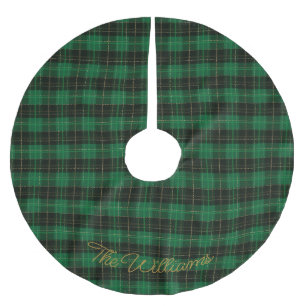 Green Gingham Check Plaid Christmas Brushed Polyester Tree Skirt