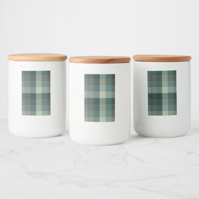 Green Gingham Check Plaid Design  Food Label (Bottles)