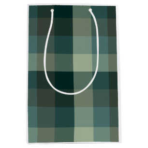 Green Gingham Check Plaid Design  Medium Gift Bag