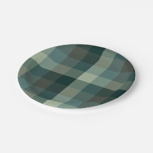 Green Gingham Check Plaid Design Paper Plate
