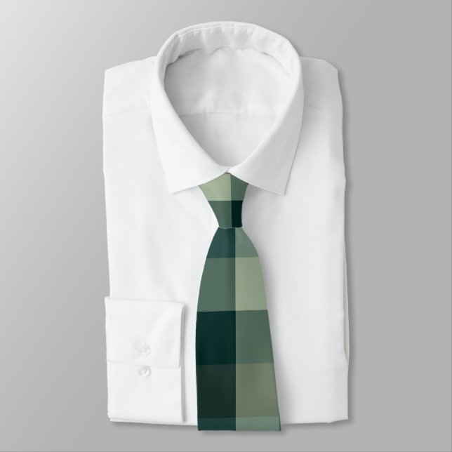 Green Gingham Check Plaid Design  Tie (Tied)