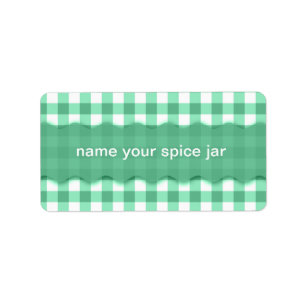 Green Gingham Chequered Design Kitchen Label