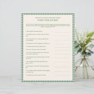 Green Gingham Christmas Find the Guest Party Game