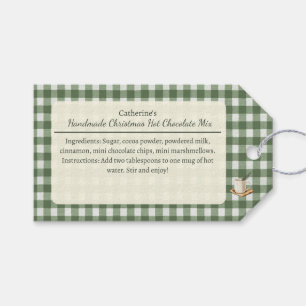 Green Gingham Christmas Hot Chocolate Mix Gift Tags