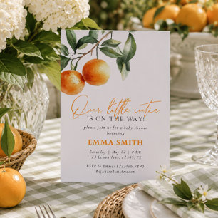 Green Gingham Citrus Little Cutie Baby shower Invitation