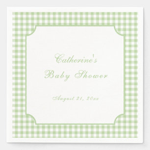 Green Gingham Classic Baby Shower Napkin