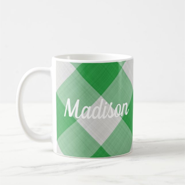 Green Gingham Coffee Mug (Left)