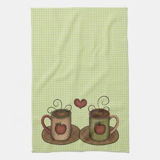 Green Gingham Coffee Time Tea Towel