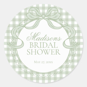 Green Gingham Coquette Bow Bridal Shower Seal