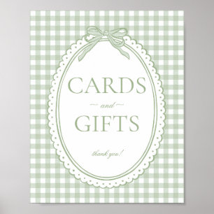 Green Gingham Coquette Bow Card & Gifts Sign
