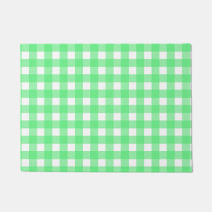 Green gingham doormat