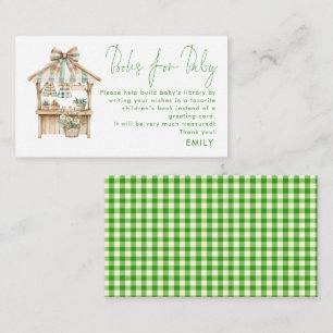 Green Gingham Farmers Market Book For Baby Shower  Enclosure Card