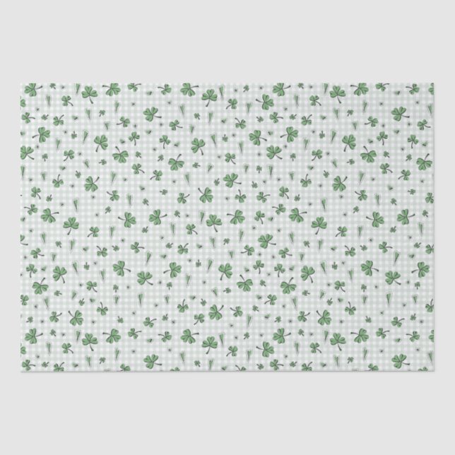 Green Gingham Gender Neutral St Patricks Day Tissue Paper (Front)