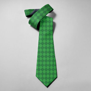 Green Gingham Geometric Happy Patrick's Day  Tie