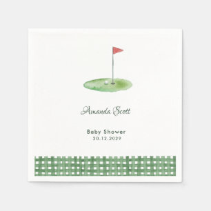 Green Gingham Golf Baby Shower Napkin