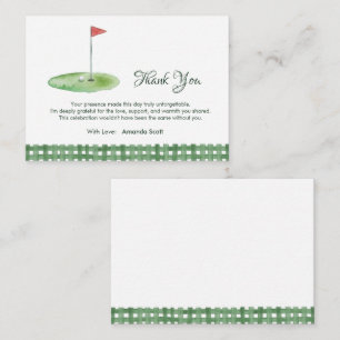 Green Gingham Golf Baby Shower Thank You Enclosure Card