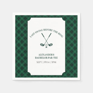 Green Gingham Golf Bachelor Party Napkin