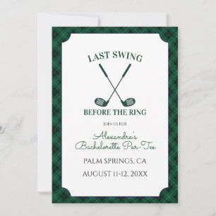 Green Gingham Golf Bachelorette Party Invitation