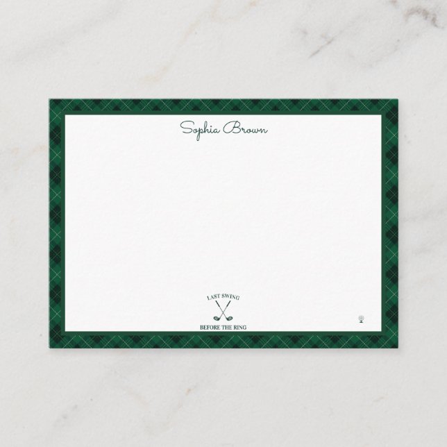 Green Gingham Golf Bridal Shower Card (Front)