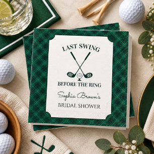 Green Gingham Golf Bridal Shower Napkin