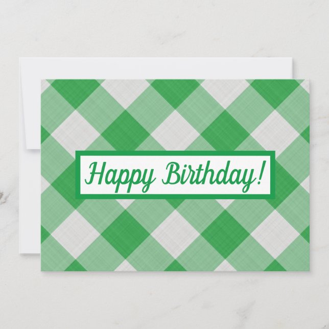Green Gingham Greeting Card (Front)