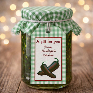 Green Gingham Homemade Jalepeno Jelly Hang Tag