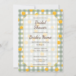 Green Gingham Lemon Picnic Plaid Shower Invitation