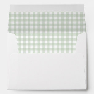 Green Gingham Lined Envelope