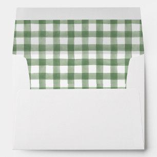 Green Gingham Lined Envelope