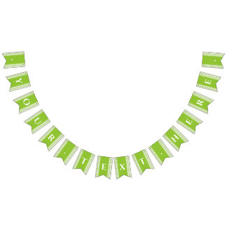 Green Gingham Monogram Picnic Bunting Banner
