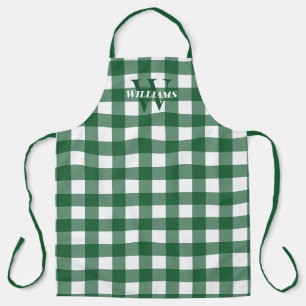 Green Gingham Name & Initial Apron
