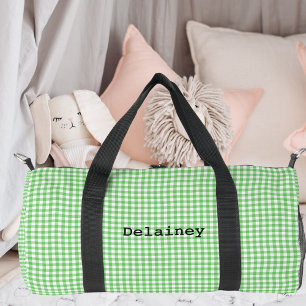 Green Gingham Name Matching Newborn Hospital  Duffle Bag