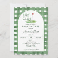 Green Gingham New To The Club Golf  Baby Shower  