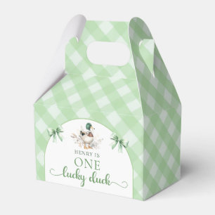 Green Gingham One Lucky Duck Birthday Favor Box