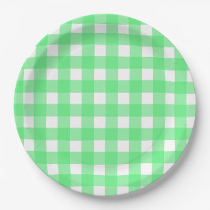 Green gingham paper plate