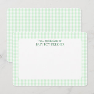 Green Gingham Personalized Card