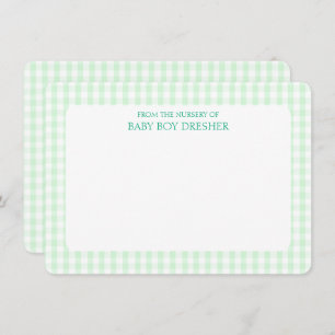 Green Gingham Personalized  Card