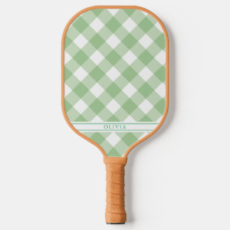 Green Gingham Pickleball Paddle