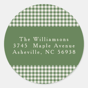 Green Gingham Plaid Christmas Return Address Label