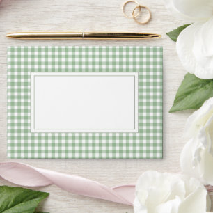 Green Gingham Plaid  Envelope