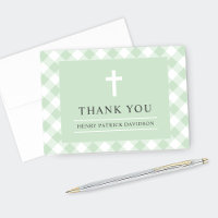 Green Gingham Plaid First Communion Boy