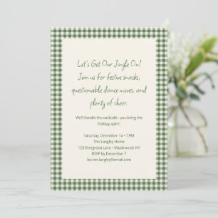 Green Gingham Plaid Funny Casual Holiday Party Invitation